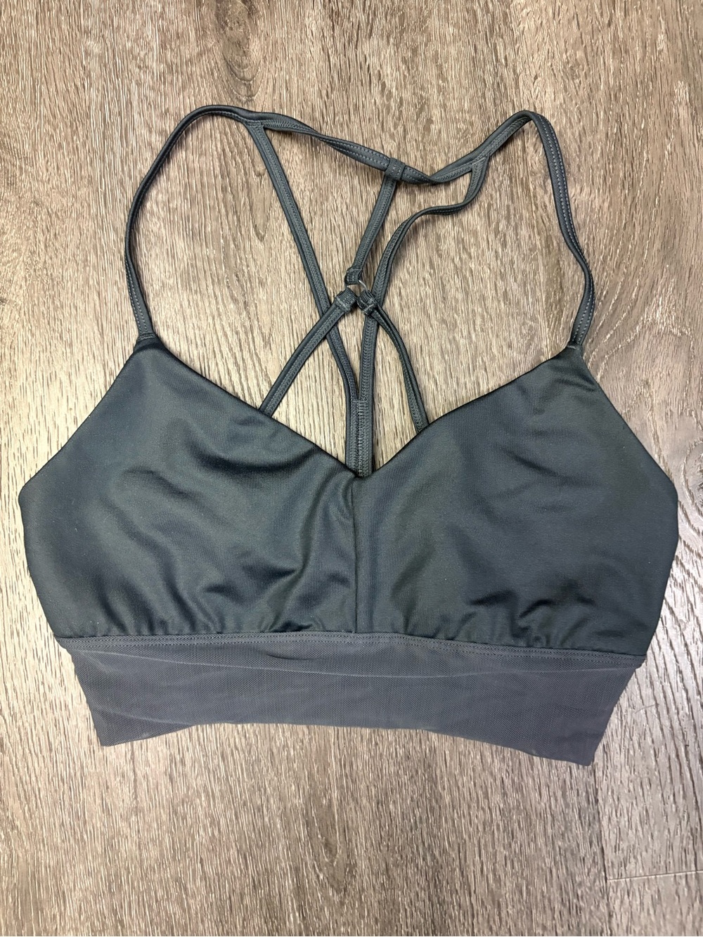 Alo Yoga Size Small Lavish Strappy Sports Bra Charcoal Grey Athletic Athleisure*